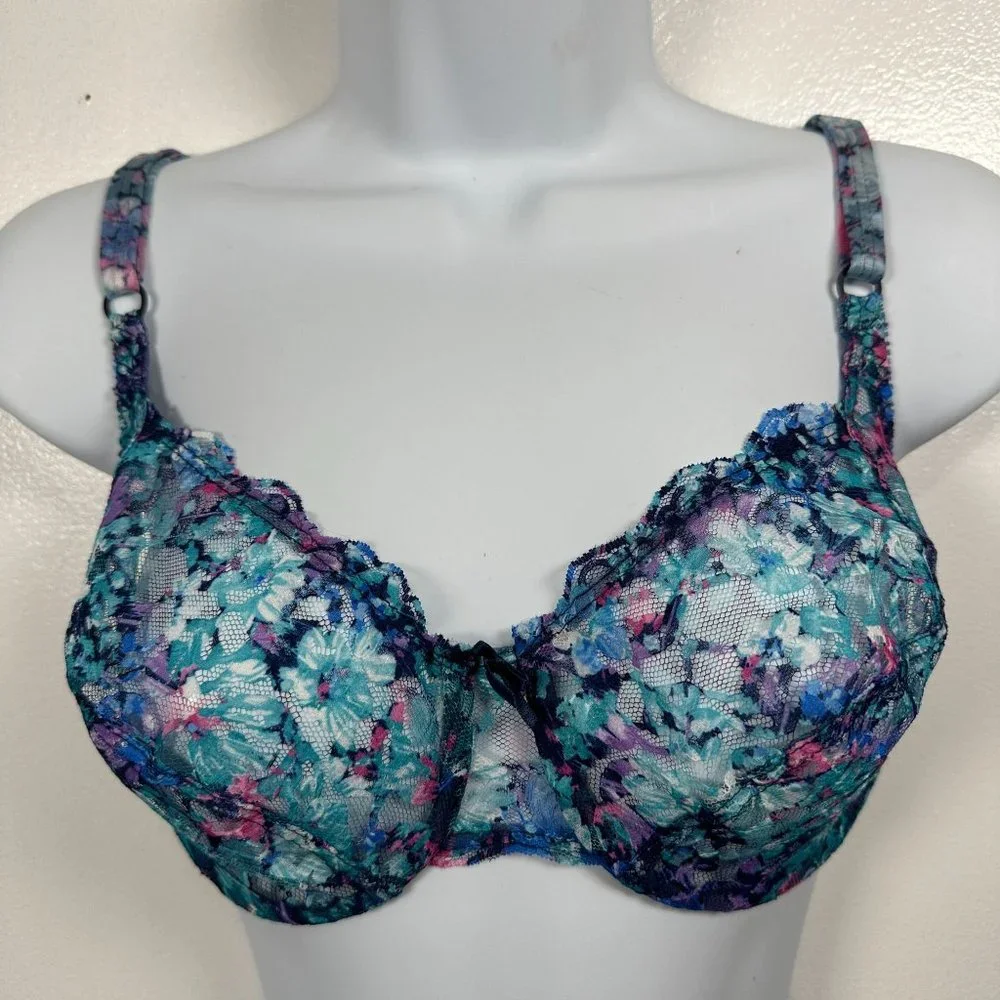 Vintage Warners‎ Lace Royale 34D 1524 Bra See Through Lace Nylon